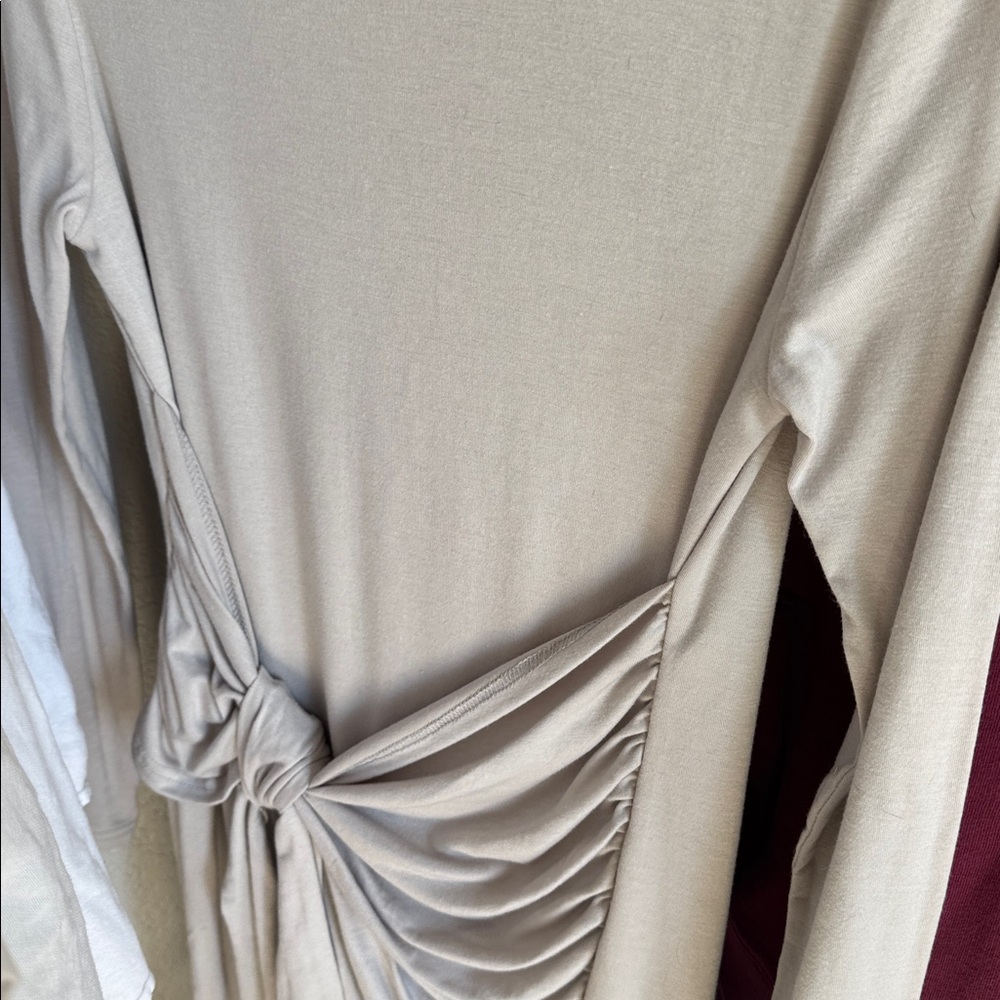 Grey Wrap-front Long Sleeve Dress